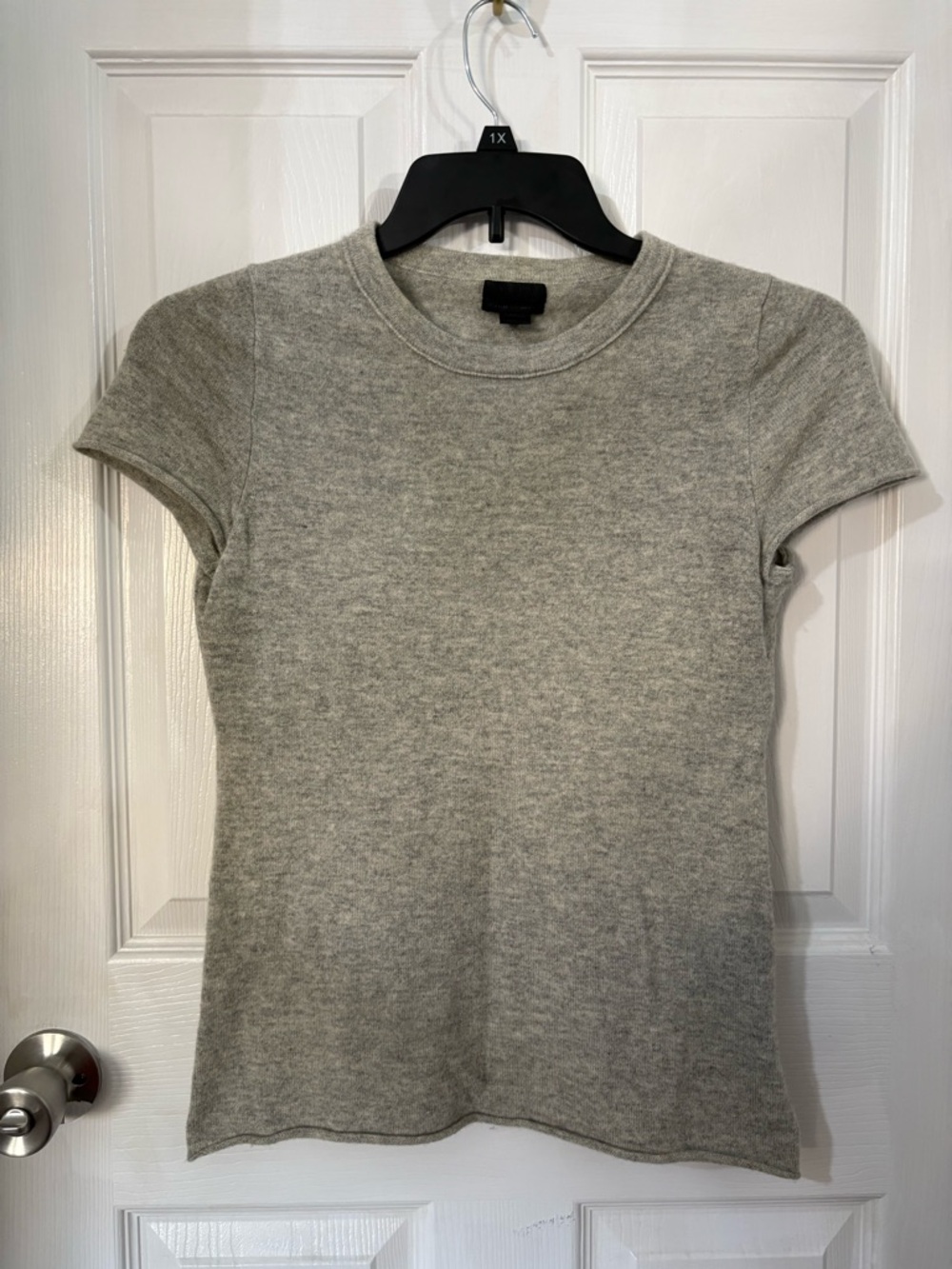J. Crew Heather Gray Short Sleeve cashmere Crewneck Top
